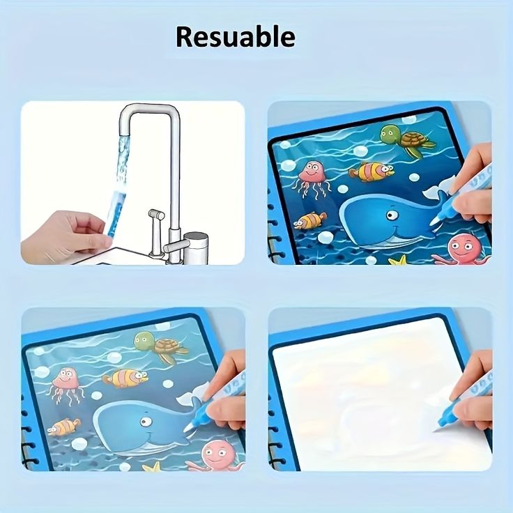 Magic Water Book – Reusable Water Painting Coloring Book for Kids | Mess-Free Educational Toy