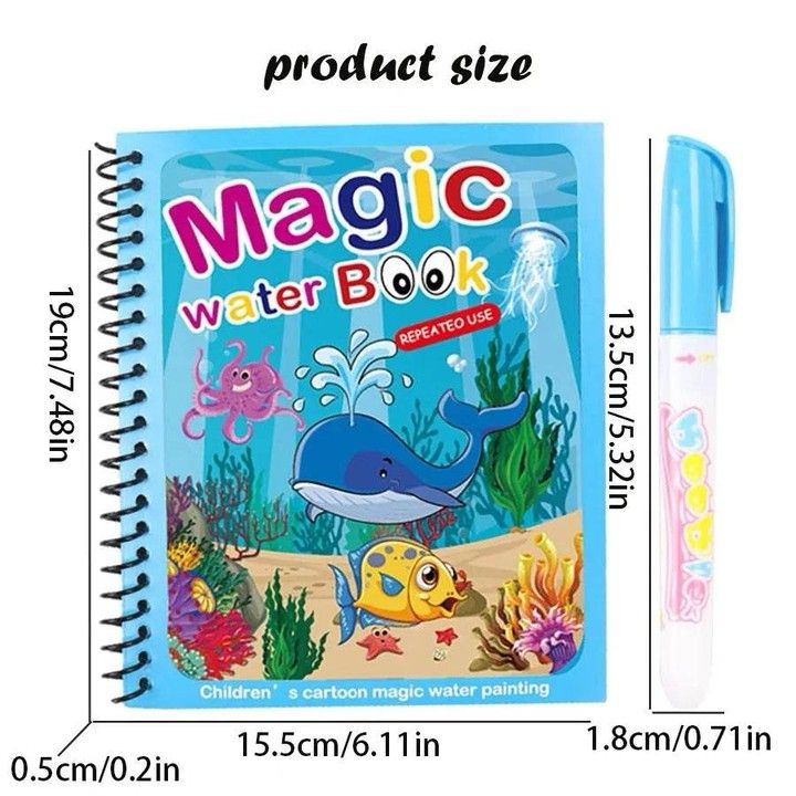 Magic Water Book – Reusable Water Painting Coloring Book for Kids | Mess-Free Educational Toy