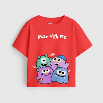 Kids Roar With Me Monster Graphic T-Shirt | Premium Cotton Cartoon Tee | Coco Cub Baby
